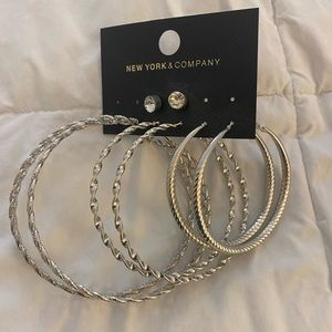 New York & Co New Silver earring Set- 4 pairs.NWOT